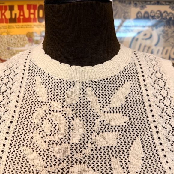 Zara Cream Crochet Knit Sleeveless Top w/ Tie Waist - Picture 5 of 9